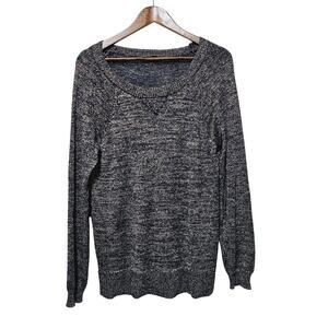 Glitterscape Sweater Women's Size L Gold Metallic Shimmer Navy Festive Casual